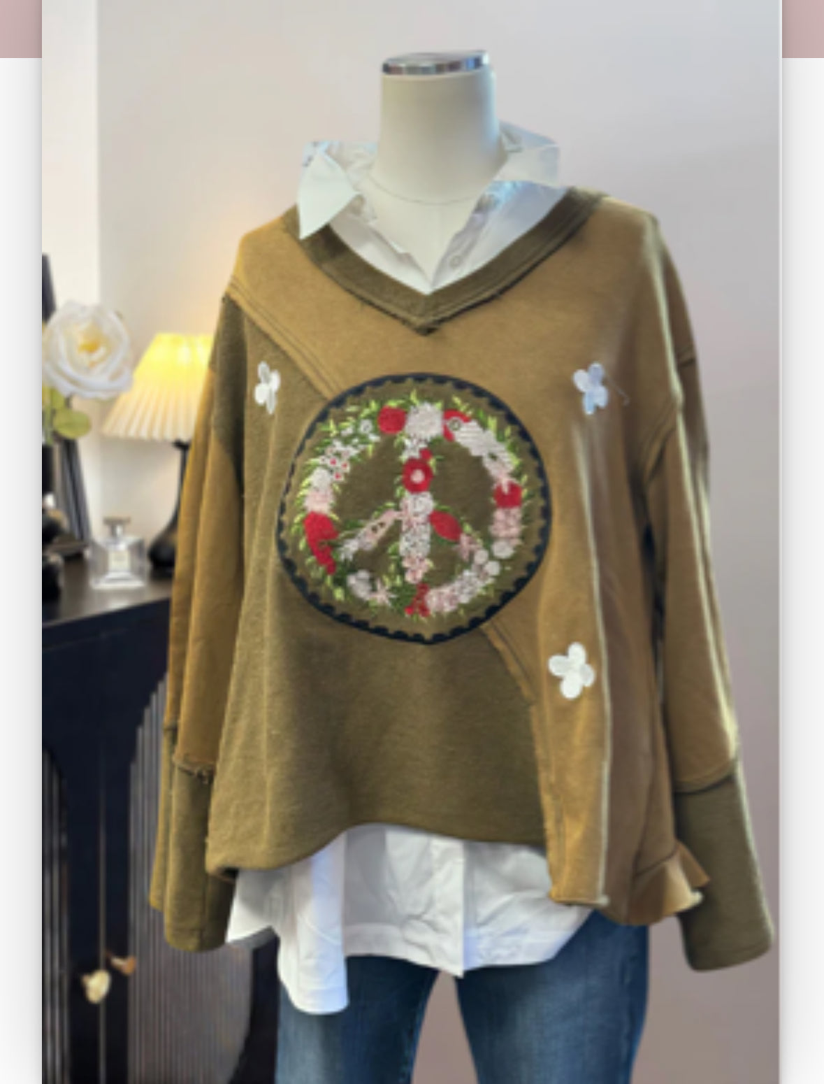 Peace Flower Pullover Top