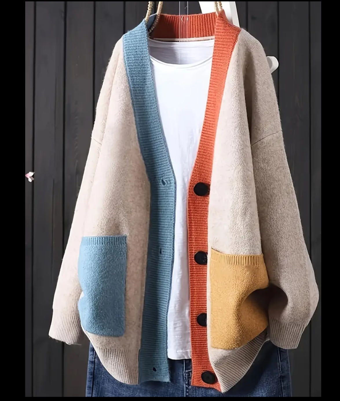 Cardigan Color Block Sweater