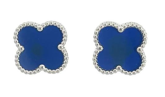 Silver blue Quatrefoil earrings