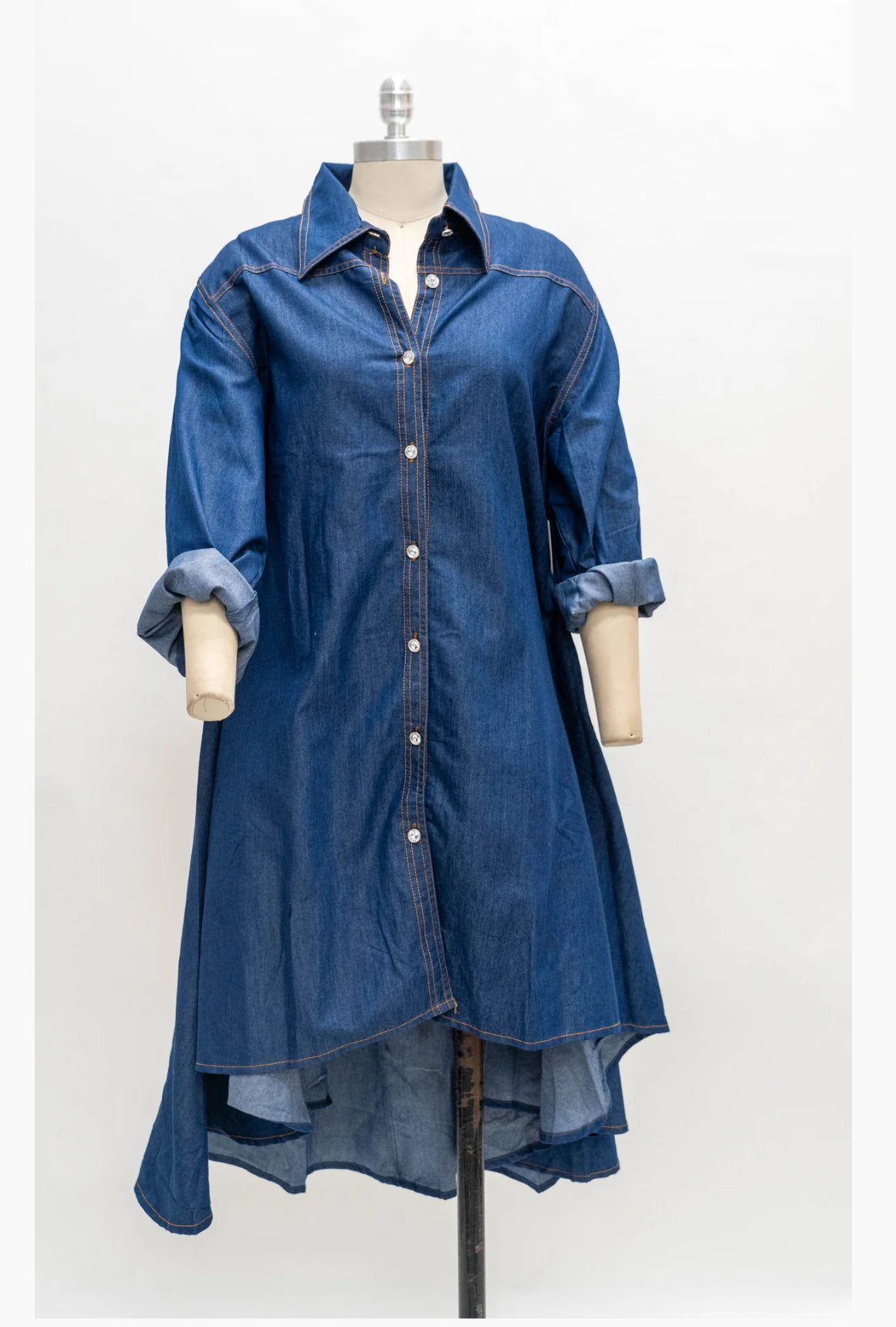 Denim High/Low fashion runway dress