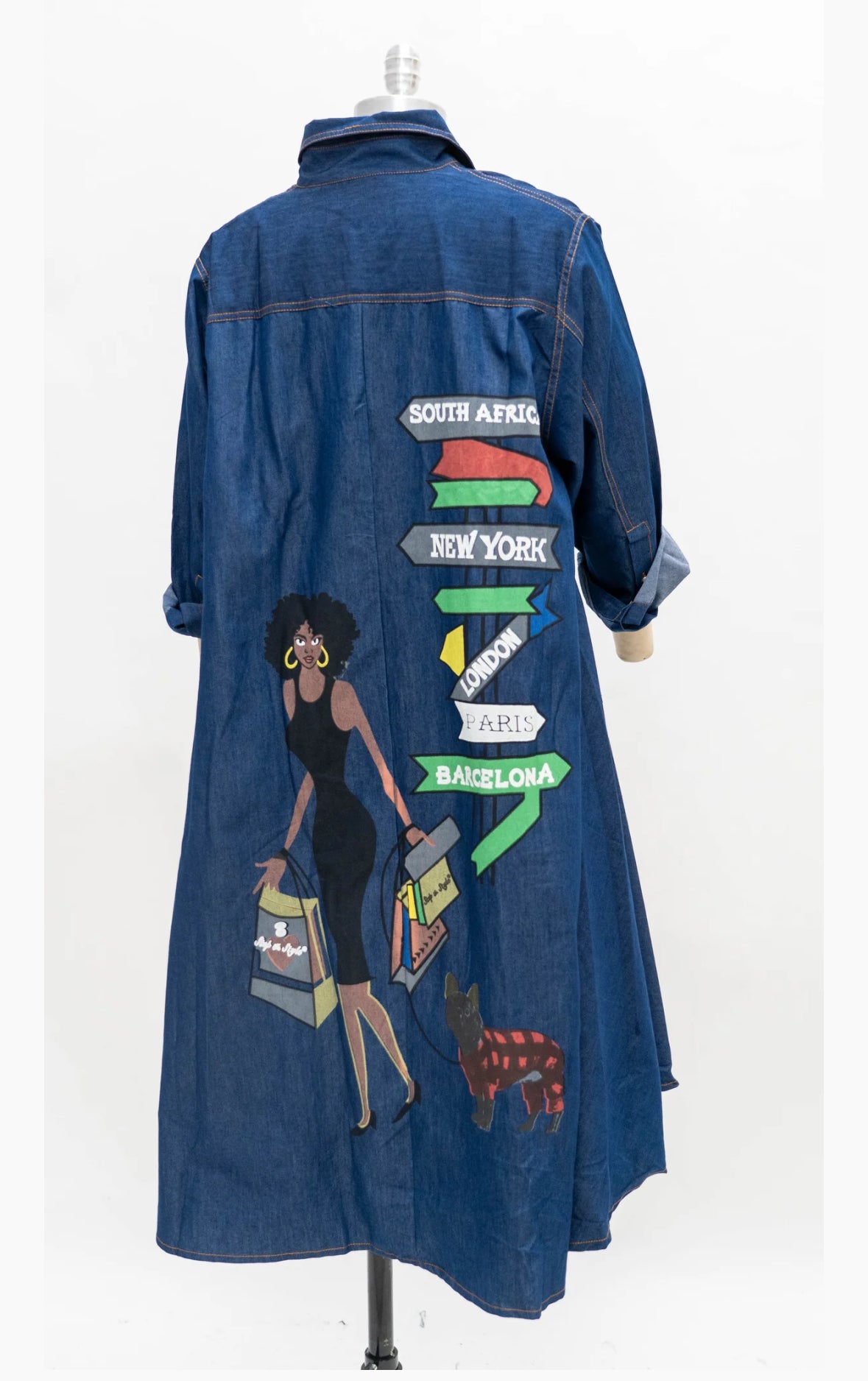 Denim High/Low fashion runway dress
