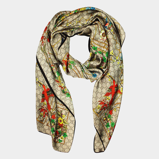Taupe print fashion scarf