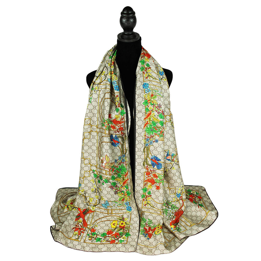 Taupe print fashion scarf