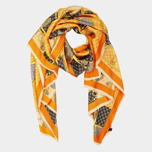 Orange print fashion scarf
