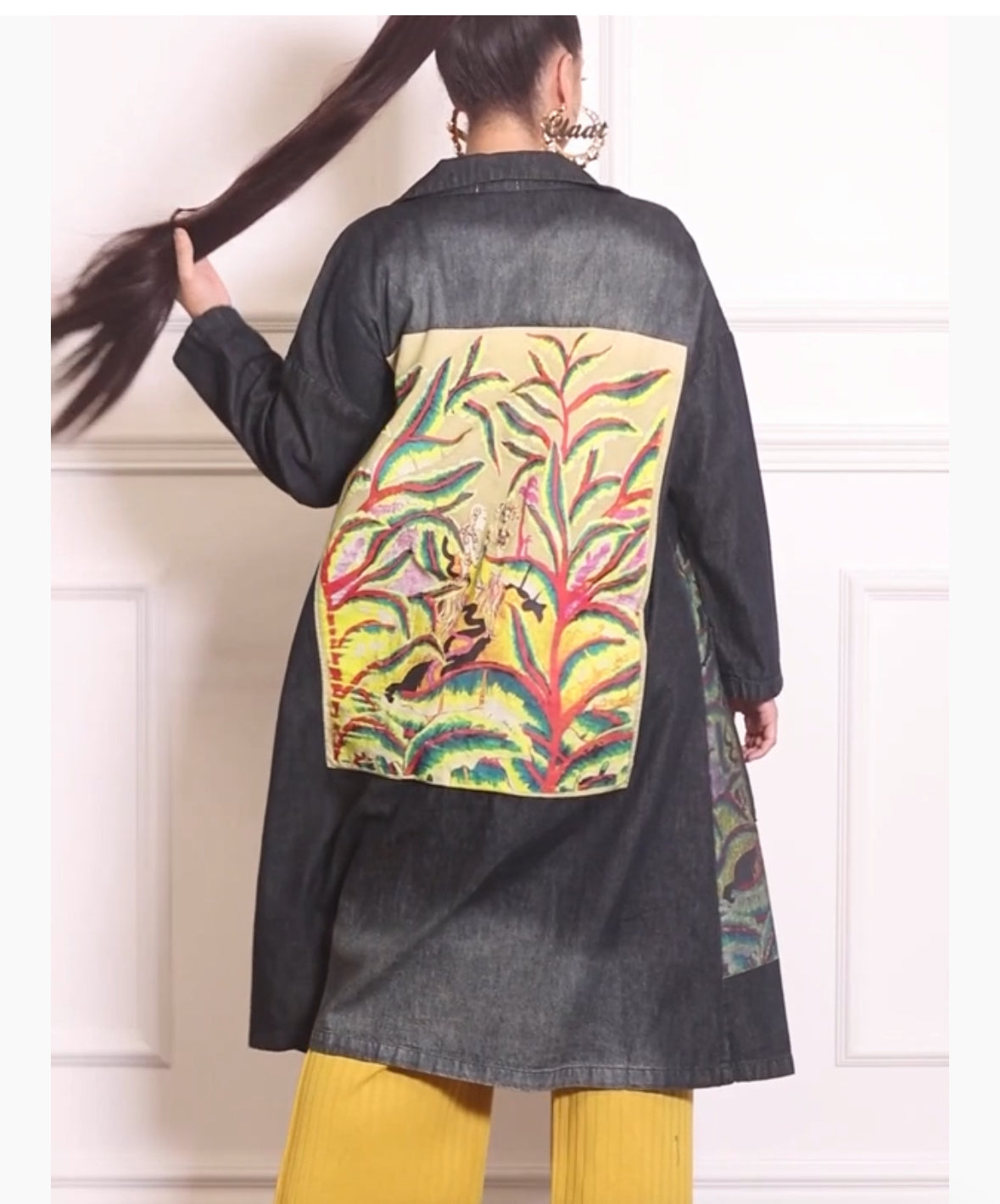 Denim printed coat