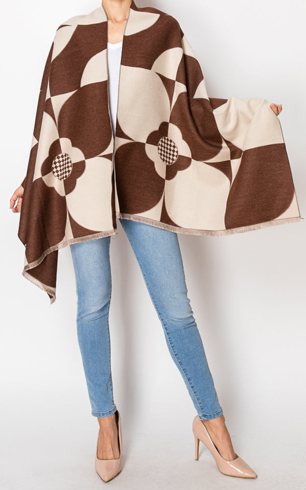 Pattern oversize scarf | Brown