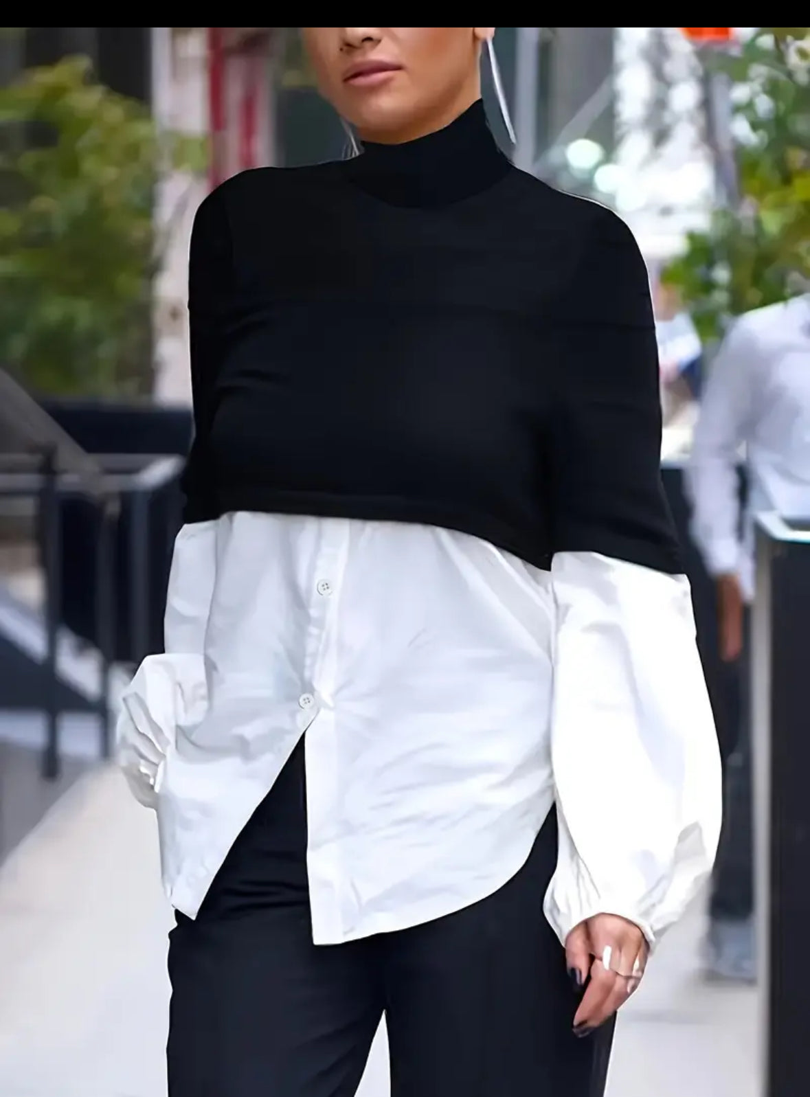 Black white casual top