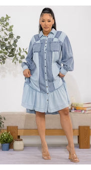 Denim Two-Tone Dress