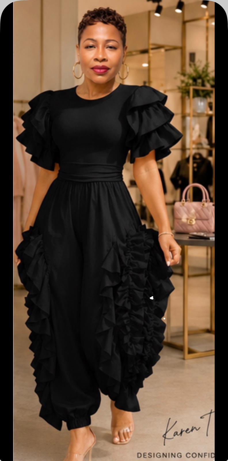 Black Ruffle Jumpsuit