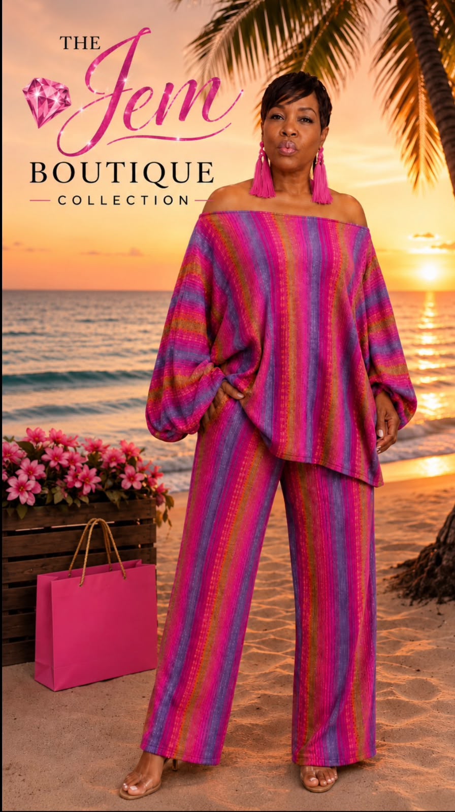 Striped off the shoulder set