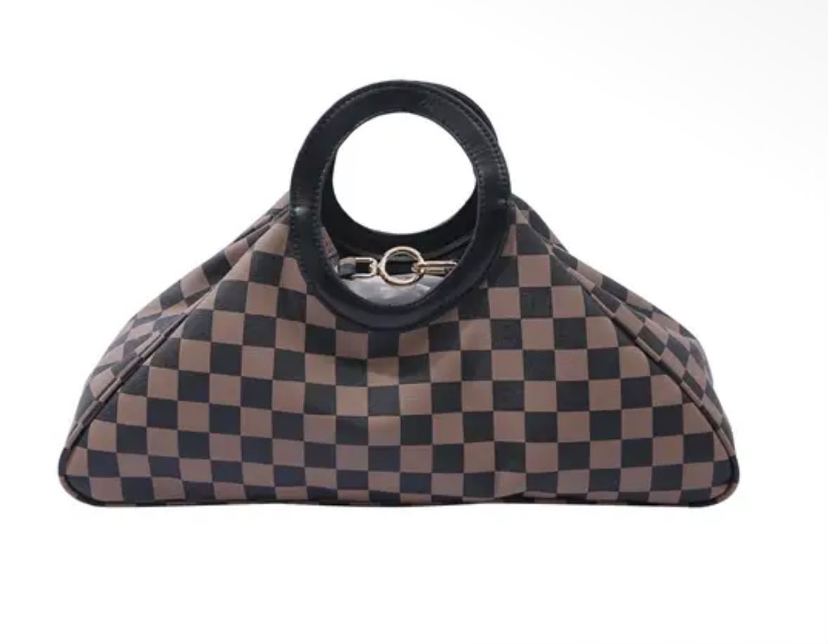 Checkered handle fashion bag