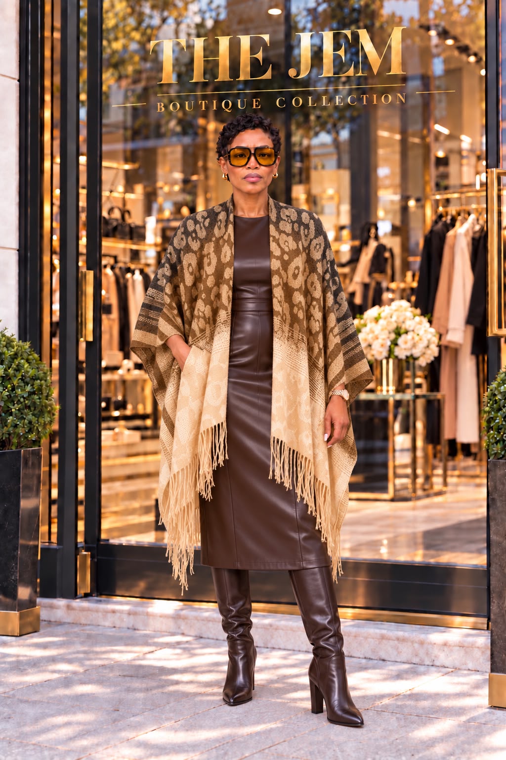 Camel Open Front Poncho