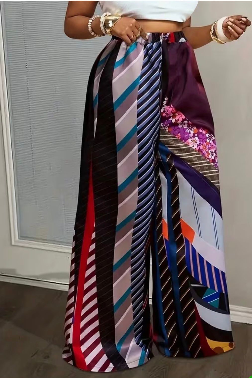 Geometric wide leg pants