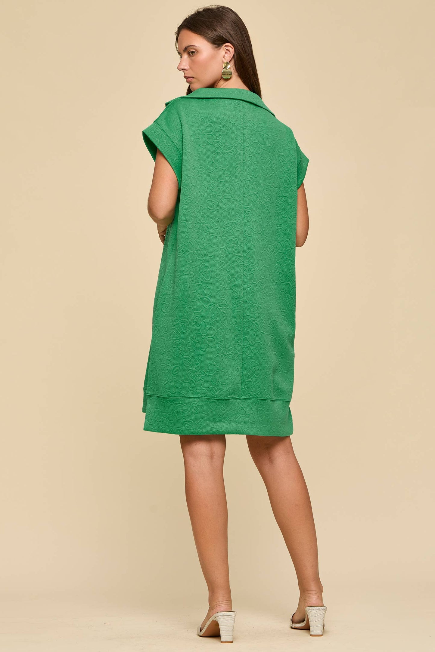 Half-Zip Jacquard Dress w/ Pockets
