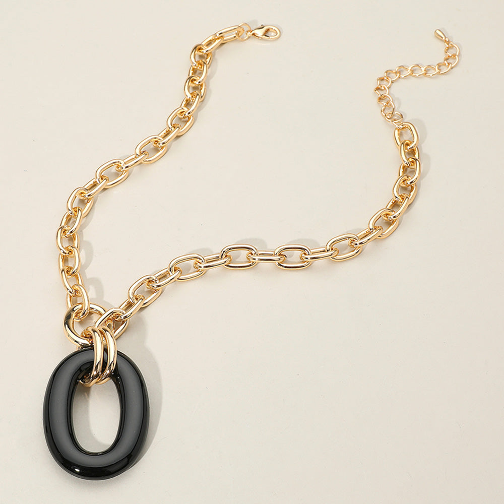 Celluloid Acetate Oval Ring Necklace
