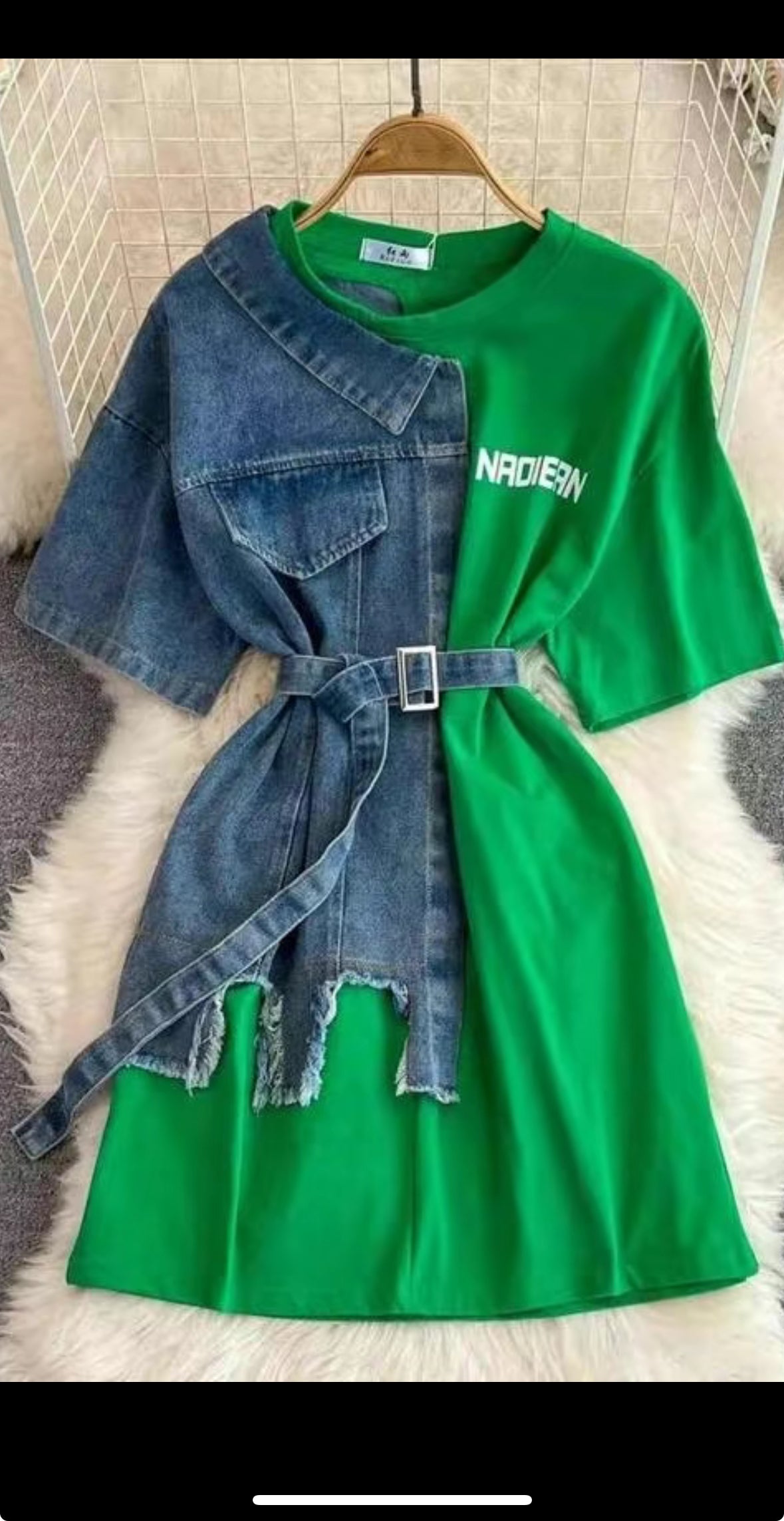 Denim Coloblock Tops