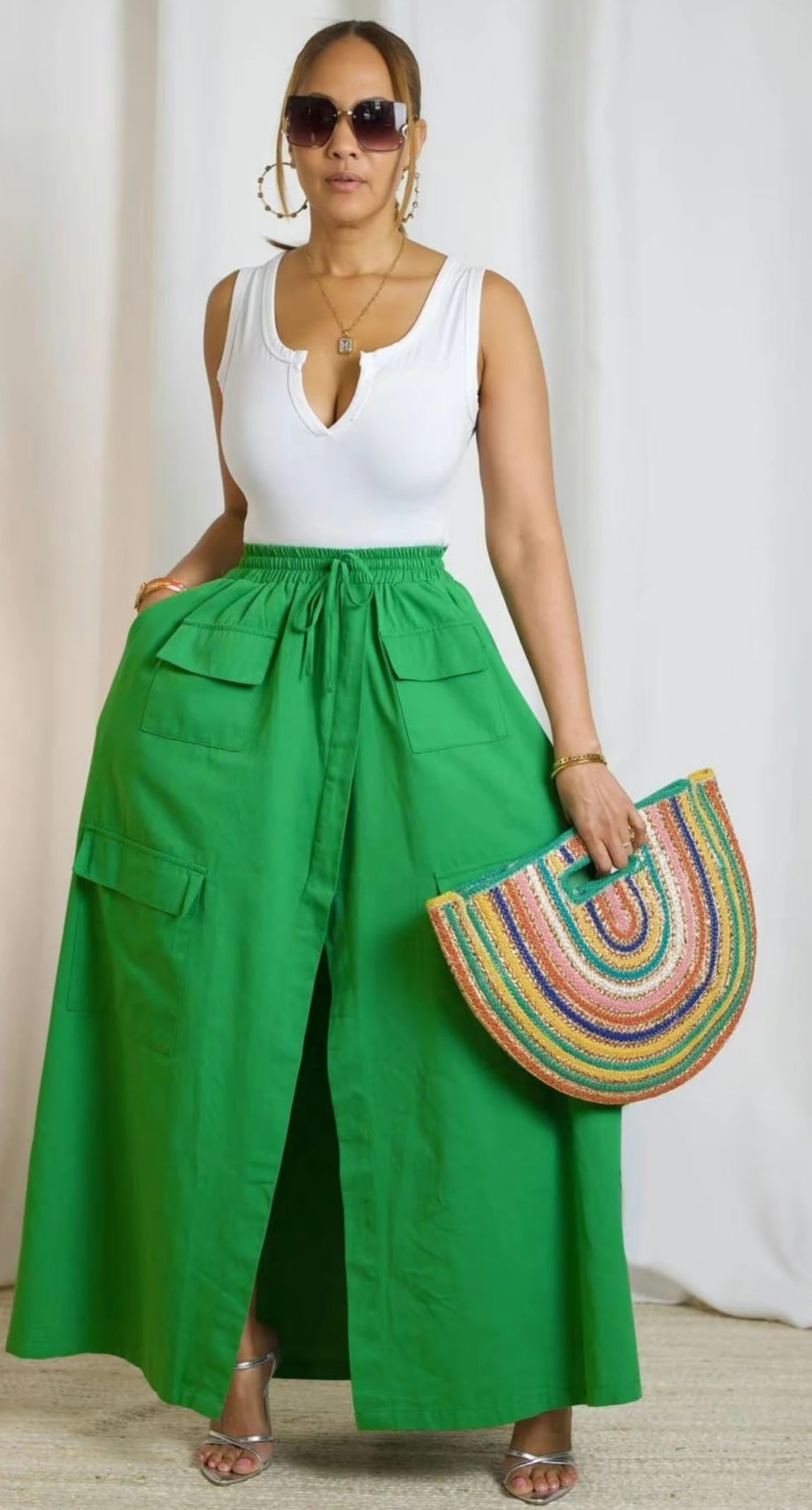 Drawstring high waist skirt