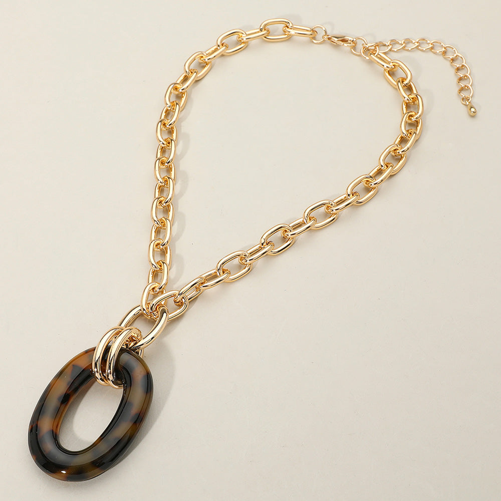 Celluloid Acetate Oval Ring Necklace