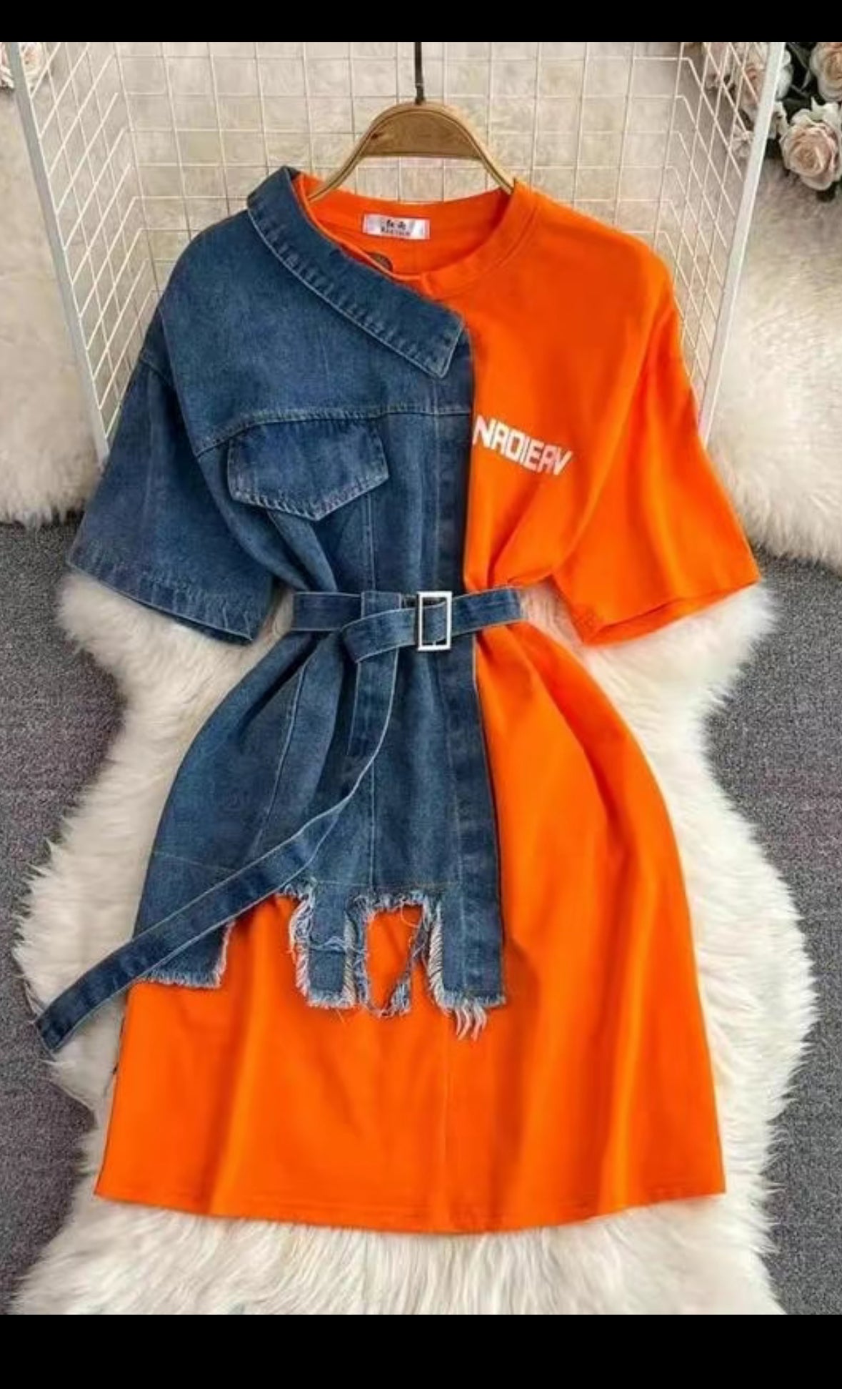 Denim Coloblock Tops