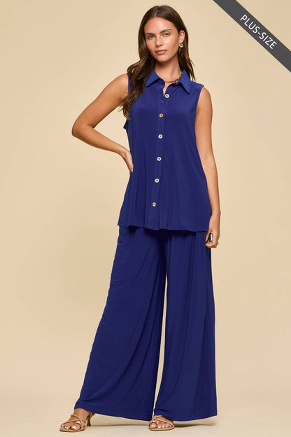 PLUS SIZE 2-Piece Tank + Relaxed Pants Resort Wear Set