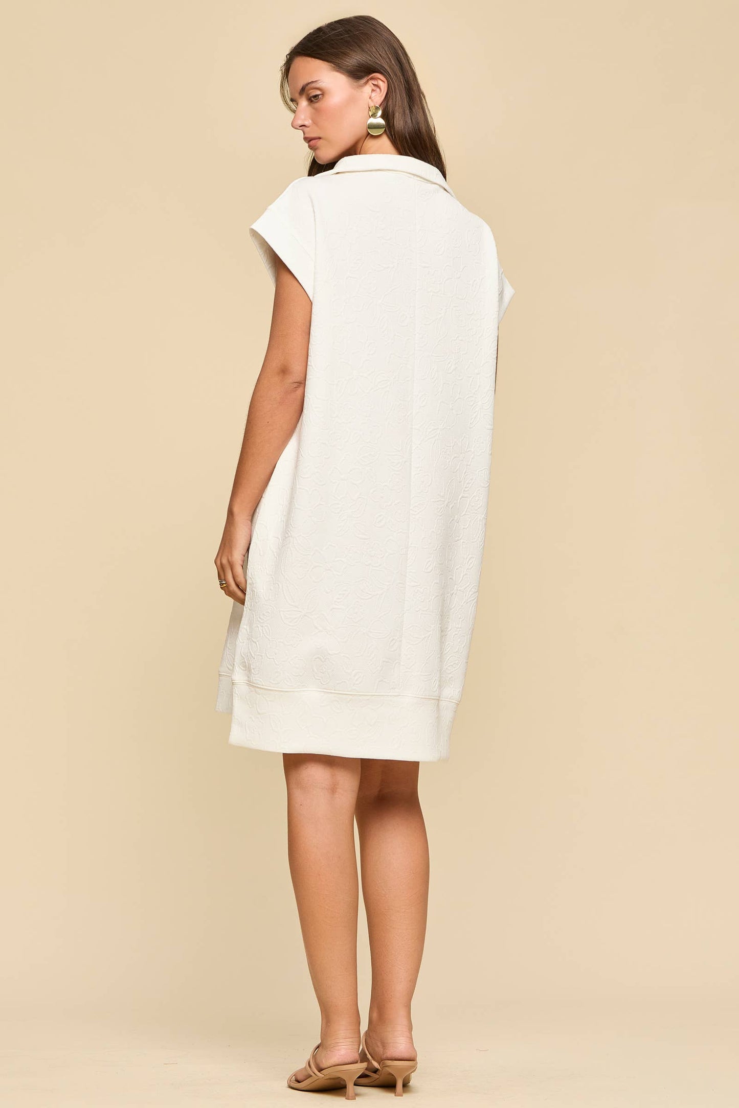 Half-Zip Jacquard Dress w/ Pockets