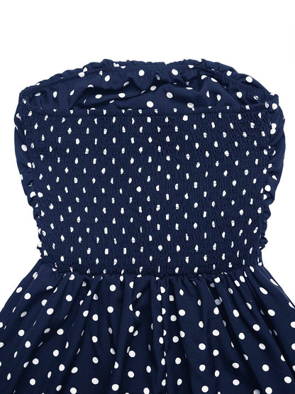 Strapless Polka Dot Maxi Dress Elegant Summer Dress