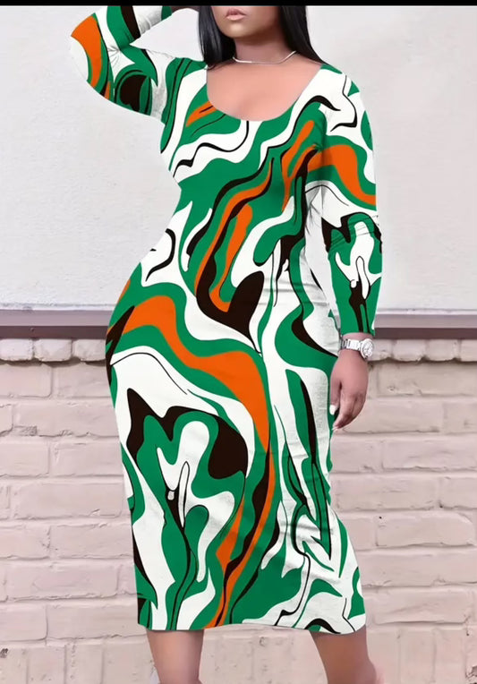 Abstract Print Dress