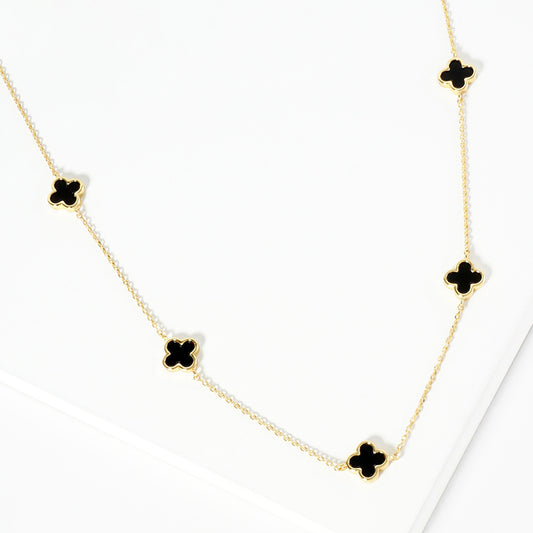 Quatrefoil Necklace Black