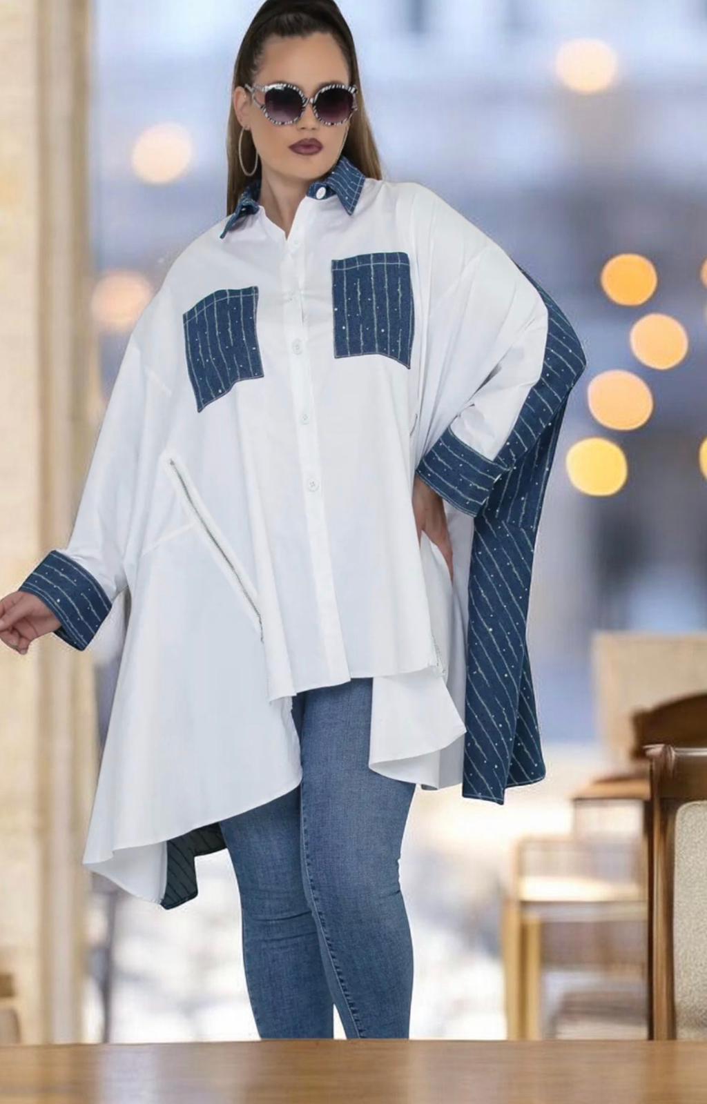 Denim bling oversized tunic