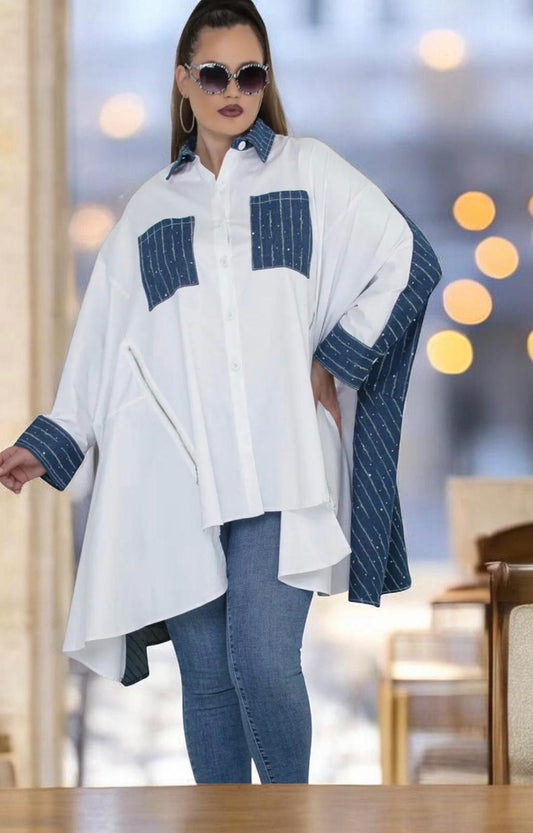 Denim bling oversized tunic