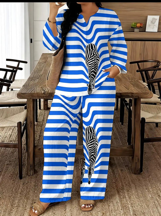 Stripe 2pc Comfty Set Blue