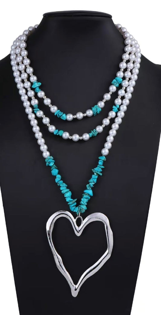 Turquoise and Pearl Necklace