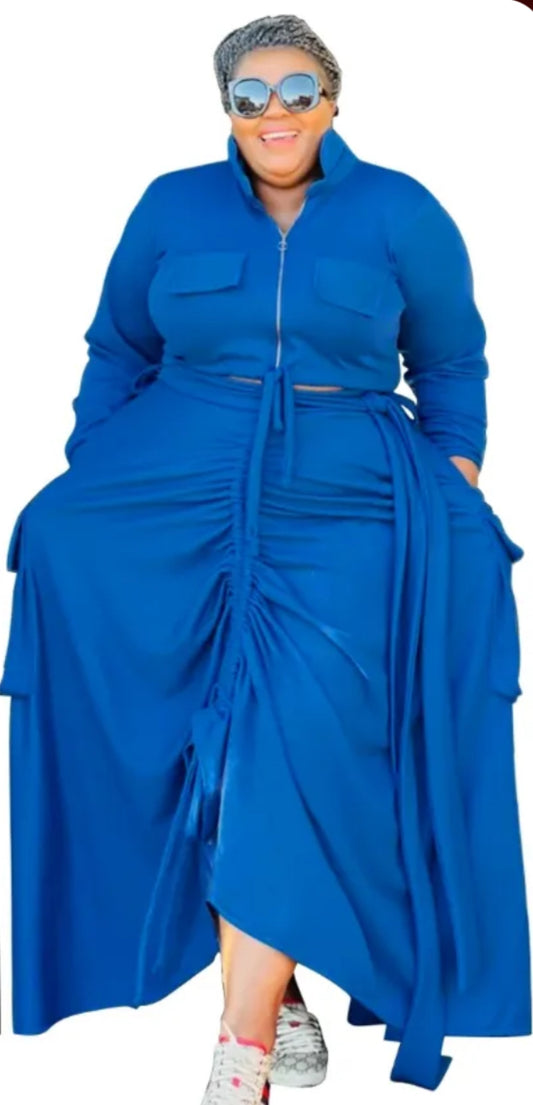 Royal Blue 2pc Skirt Set