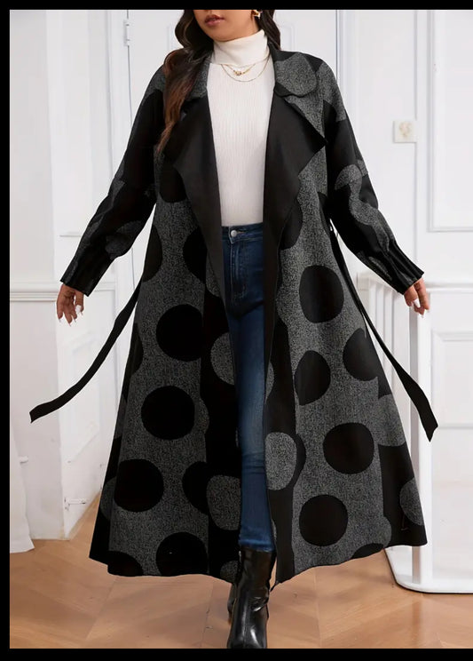 Black Long Polka Dot Coat