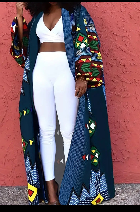 Geometrical Pattern Print Duster