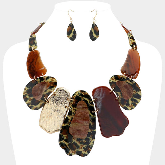 Brown Acetate Necklace Set