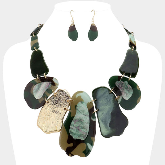 Camo Acetate Necklace Set