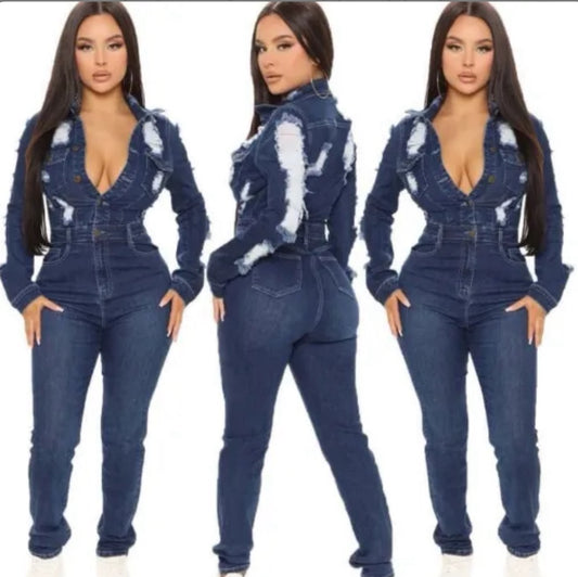 Stretch Denim Jumpsuit