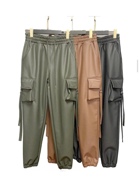 Faux Cargo Jogger Pants