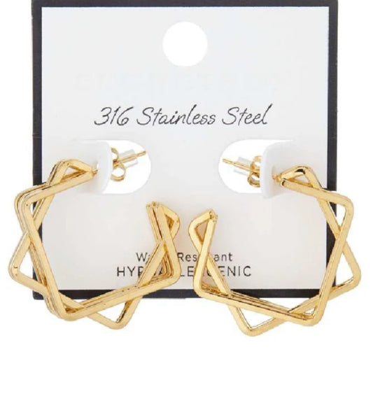 Stainless Steel Gold Squared earring