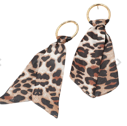 Leopard Printed Scarf Drop Earrings