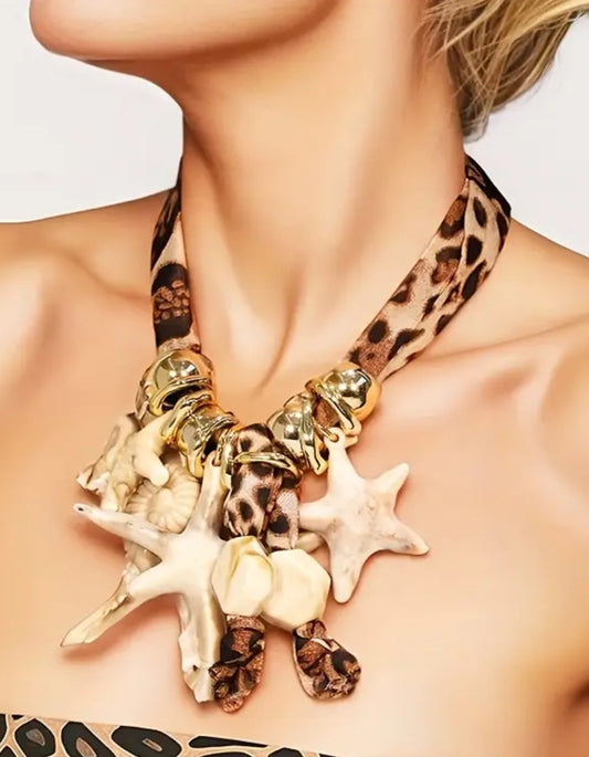 Leopard BoHo costal necklace