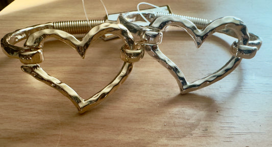 Silver and Gold heart hinged bracelet