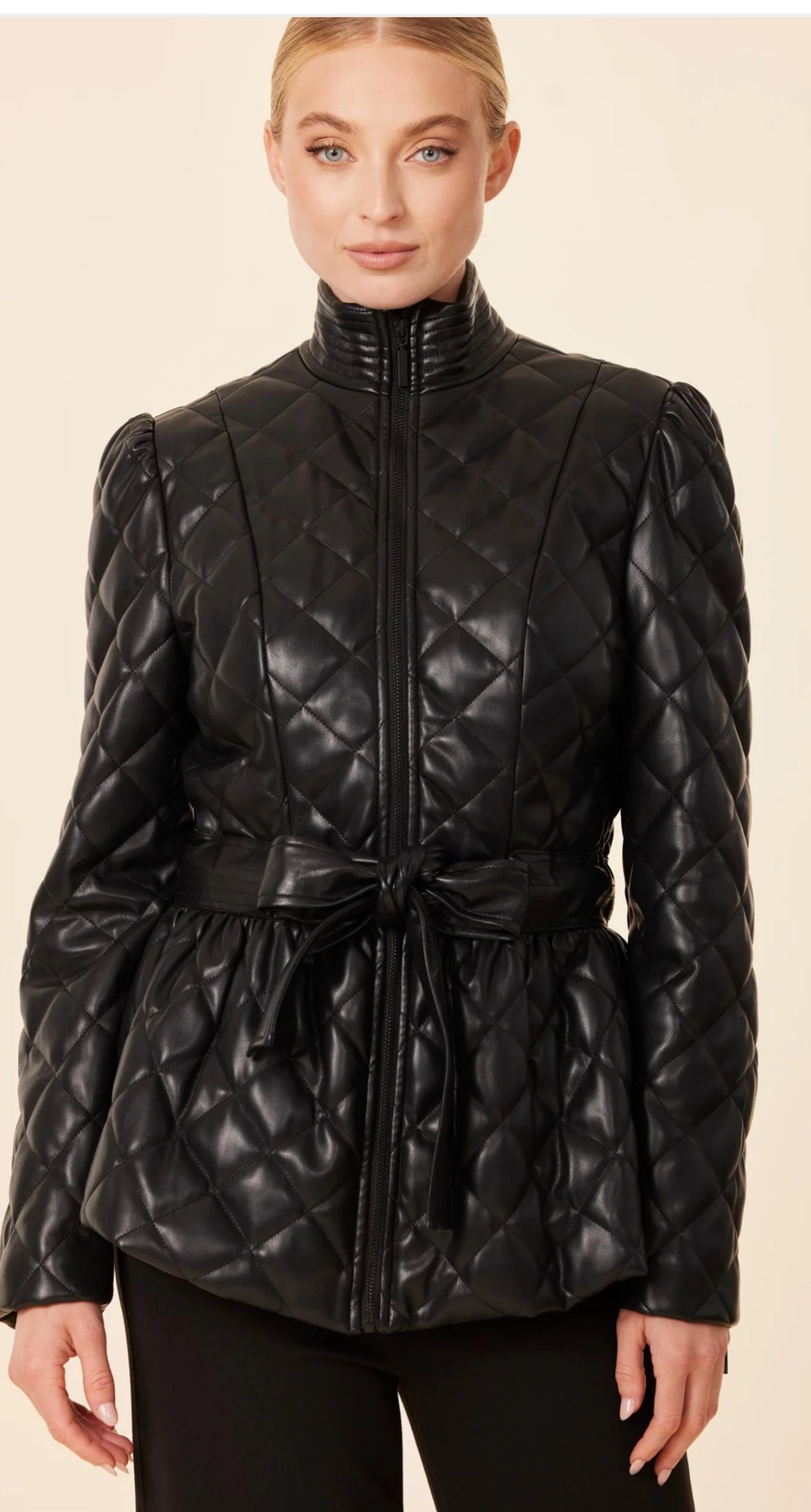 Quilted faux peplum jacket