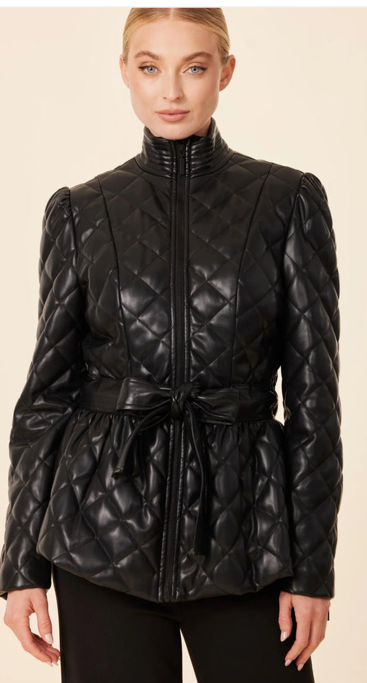 Quilted faux peplum jacket