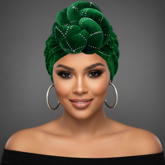 Rhinestone studded headwrap | Green