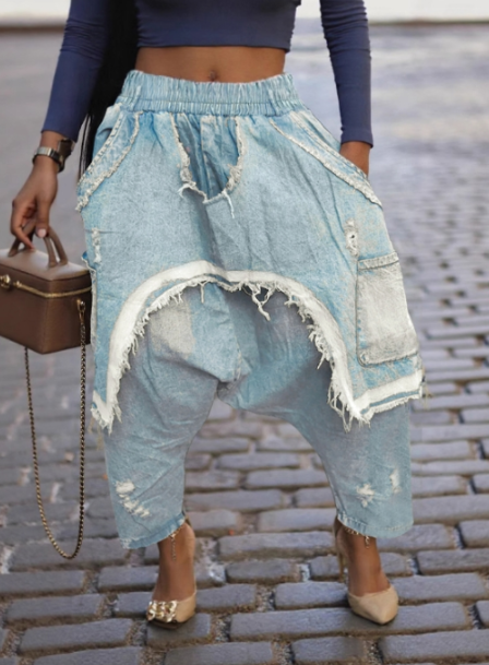 Denim hareem pants | Lt Denim