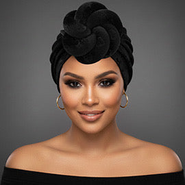 Floral velour turban | Black