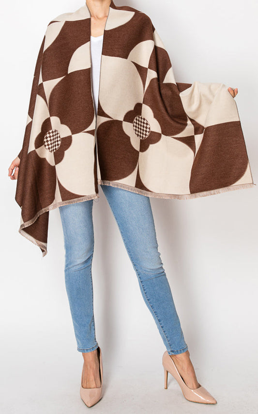 Pattern oversize scarf | Brown