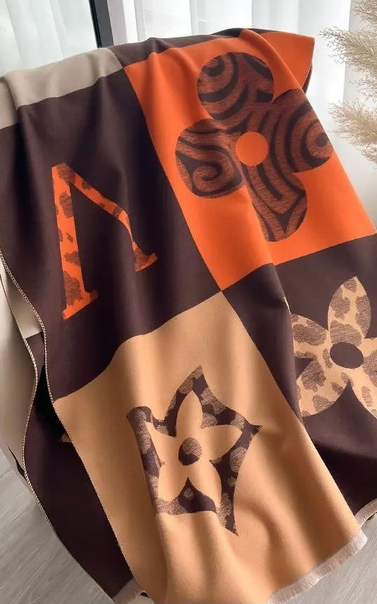 Multi colored large scarf | Brown